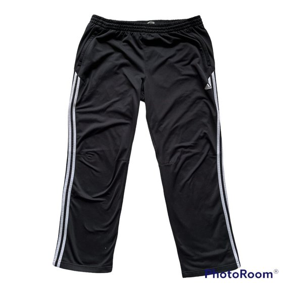 Adidas Men’s Black 3 Strip Polyester Blend Athletic Workout Soccer Pants Sz XXL - Picture 1 of 8